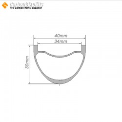 27.5er/29er カーボン 40x30mm 内幅 34mm チューブレス フックレス 対称/非対称 MTB リム、E バイク用リム