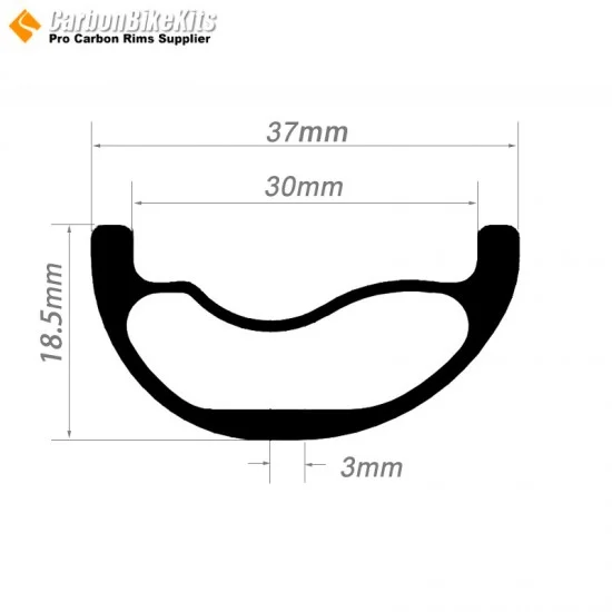 320g Ultralight 29er Carbon 37x18.5mm inner Width 30mm Tubeless Hookless Asymmetric MTB Rim,E Bike Rim