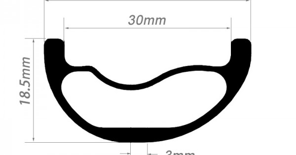29er Carbon 37x18.5mm inner Width 30mm Tubeless Hookless Asymmetric MTB ...