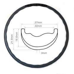 325G 29インチカーボン波型37x21.5mm内幅30mmチューブレスフックレス非対称MTBリム