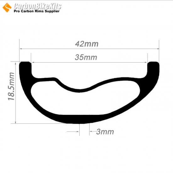 360g Ultraligero 29 pulgadas Carbono 42x18.5mm Ancho interno 35mm Tubeless Hookless Asimétrico Aro MTB 360g Ultraligero 29 pulgadas Carbono 42x18.5mm Ancho interno 35mm Tubeless Hookless Asimétrico Aro MTB