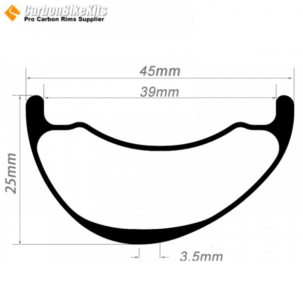 29er carbono 45x25mm ancho interior 39mm sin cámara Hookless asimétrico llanta MTB, llantas para E-Bike