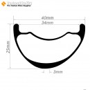 340g/360g ultraligero 27.5er / 29er carbono 40x25mm ancho interior 34mm sin cámara Hookless asimétrico llanta MTB, llanta para E-Bike