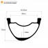 FALSH 32" Carbon Bicycle Rim 38.33x25mm inner Width 30mm Tubeless Hookless Asymmetric 440g 