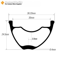 ArcX 275g 超軽量29erカーボン36x24.5内幅30mmチューブレスフックレス非対称MTBリム