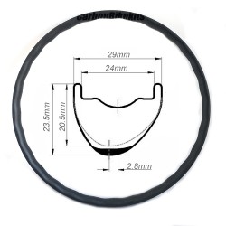 290G 軽量 29er XC カーボン 波型 29x23.5mm 内幅 24mm チューブレス フックレス 非対称 MTB リム E-Bike リム ホイール