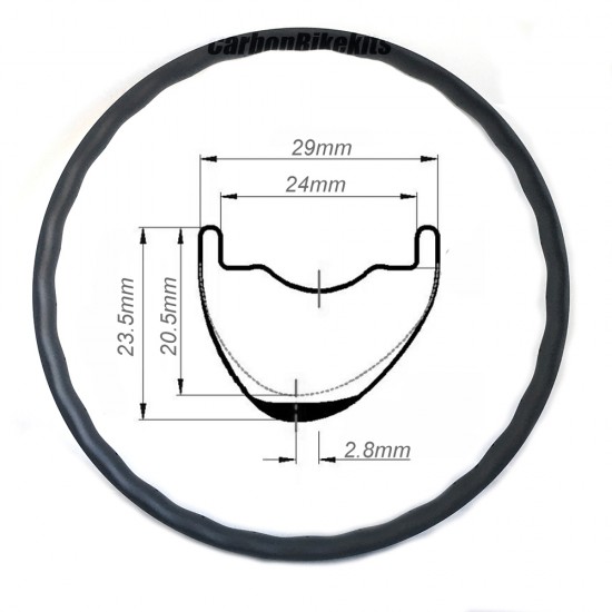 Llantas de carbono ligeras de 290 g 29er XC onduladas 29x23,5 mm de ancho interno 24 mm sin cámara y sin gancho asimétricas para MTB. Ruedas para bicicletas eléctricas. Llantas de carbono ligeras de 290 g 29er XC onduladas 29x23,5 mm de ancho interno 24 mm sin cámara y sin gancho asimétricas para MTB. Ruedas para bicicletas eléctricas.