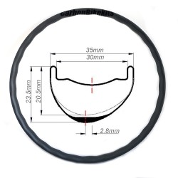 335G 軽量29er XCカーボン波型35x23.5mmインナー幅30mmチューブレスフックレス非対称MTBリムホイール。