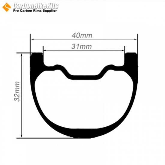 27,5 pulgadas / 29 pulgadas Carbono 40x32mm Ancho interno 31mm Tubeless Hookless Simétrico Aro MTB 27,5 pulgadas / 29 pulgadas Carbono 40x32mm Ancho interno 31mm Tubeless Hookless Simétrico Aro MTB
