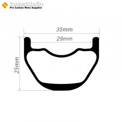26er / 27.5er / 29er カーボン 35x25mm 内幅 29mm チューブレス フックレス MTB リム、E バイク用リム