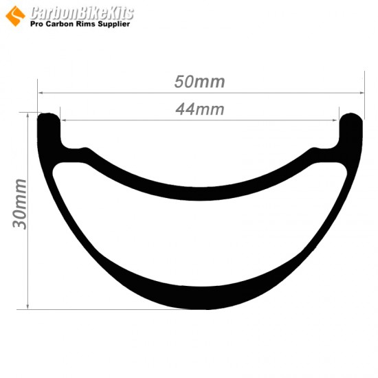 27,5 pulgadas / 29 pulgadas Carbono 50x30mm Ancho interno 44mm Tubeless Hookless Simétrico Aro MTB AM/DH 27,5 pulgadas / 29 pulgadas Carbono 50x30mm Ancho interno 44mm Tubeless Hookless Simétrico Aro MTB AM/DH