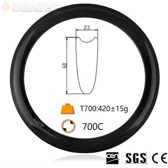 700C 60x23mmチューブラーリム 20-24穴 UDマットリムブレーキ