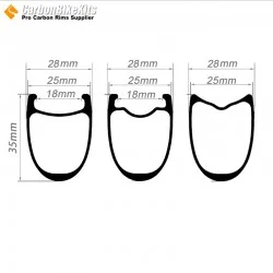 700C 35x25mm Tubeless Clincher / Tubular Road Bike Rims