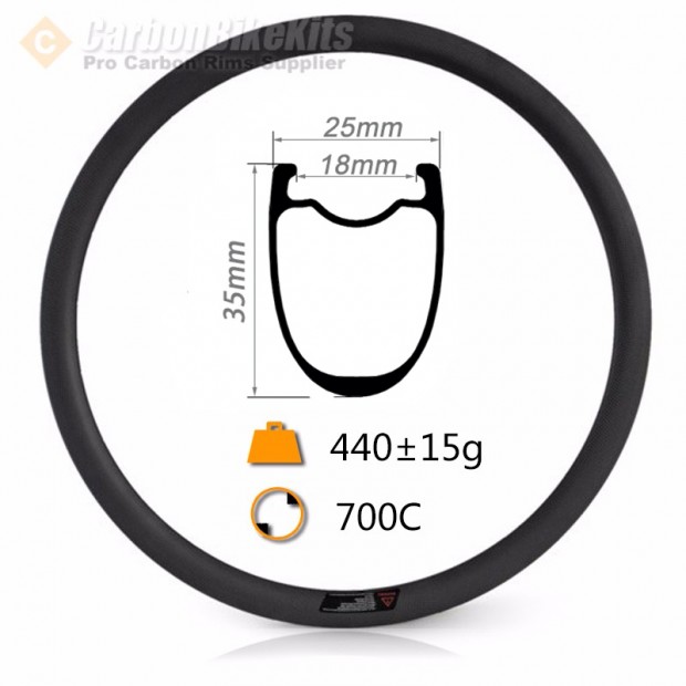 700C 35x25mm Tubeless Road Bike Rims Clearance