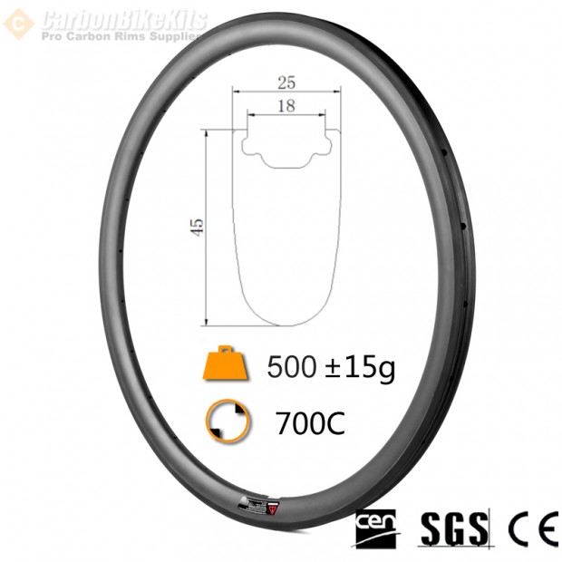 700C 45x25mm Tubeless Road Bike Rims Clearance