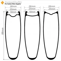 700C 88x25mm Clincher /  Tubeless / Tubular Road Bike Rims