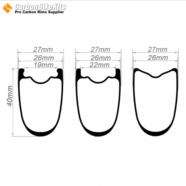 Ultralight 700C 40x26mm  Tubeless  Hookless / Tubular Road Bike Rim