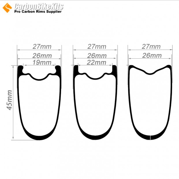 380g Ultra-leggero 700C 45x26mm Tubeless Hookless / Tubolare Ruota da Strada 380g Ultra-leggero 700C 45x26mm Tubeless Hookless / Tubolare Ruota da Strada
