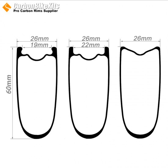 Aro Tubeless Hookless / Tubular 700C 60x26mm para bicicleta de carretera Aro Tubeless Hookless / Tubular 700C 60x26mm para bicicleta de carretera