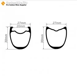 700C 30x27mm  Carbon Tubeless / Tubular Road Bike Rim