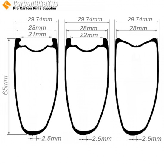 700C 65x28mm Asymetric Carbon Tubeless Hooked/Hookless / Tubular Road Bike Rim 700C 65x28mm Asymetric Carbon Tubeless Hooked/Hookless / Tubular Road Bike Rim