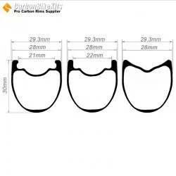 700C 30x28mm  Carbon Tubeless Hooked/Hookless/Tubular Road Bike Rim