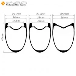 700C 40x28mm  Carbon Tubeless Hooked/Hookless / Tubular Road Bike Rim