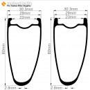 700C 60x29mm Asymmetric Carbon Tubeless Hooked/Hookless Road Bike Rim
