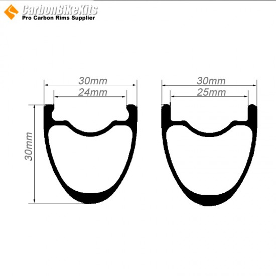 700C 30x30mm Carbon Tubeless Hooked /Hookless Gravel / CX Rim 700C 30x30mm Carbon Tubeless Hooked /Hookless Gravel / CX Rim