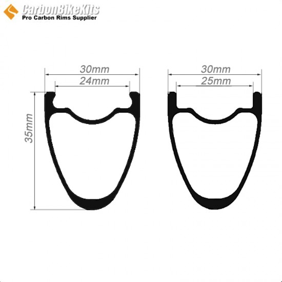 700C 35x30mm Carbon Tubeless Hooked /Hookless Gravel / CX Rim 700C 35x30mm Carbon Tubeless Hooked /Hookless Gravel / CX Rim