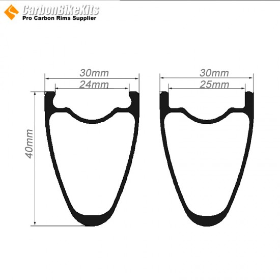 700C 40x30mm Carbon Tubeless Hooked /Hookless Gravel / CX Rim 700C 40x30mm Carbon Tubeless Hooked /Hookless Gravel / CX Rim