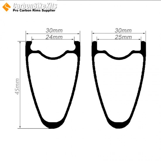 700C 45x30mm Carbon Tubeless Hooked /Hookless Gravel / CX Rim 700C 45x30mm Carbon Tubeless Hooked /Hookless Gravel / CX Rim