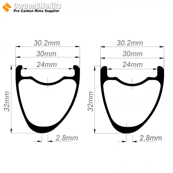 700C 32x30mm Asymmetric Carbon Tubeless Hooked /Hookless Gravel / CX Rim 700C 32x30mm Asymmetric Carbon Tubeless Hooked /Hookless Gravel / CX Rim