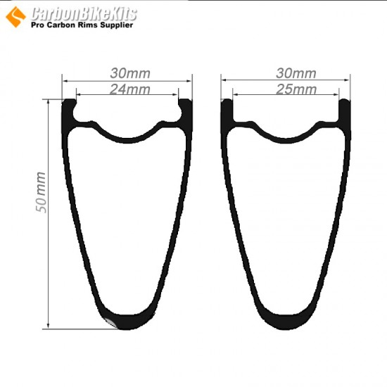 700C 50x30mm Carbon Tubeless Hooked /Hookless Gravel / CX Rim 700C 50x30mm Carbon Tubeless Hooked /Hookless Gravel / CX Rim