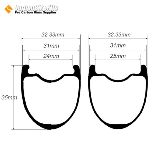 325g Ultralight 700C 35x31mm Symmetric Carbon Tubeless Gravel/CX rim Big hole centre distance 325g Ultralight 700C 35x31mm Symmetric Carbon Tubeless Gravel/CX rim Big hole centre distance