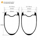 375g Ultralight 700C 50x31mm Symmetric Carbon Tubeless Gravel / CX Rim Big Hole Center Distance