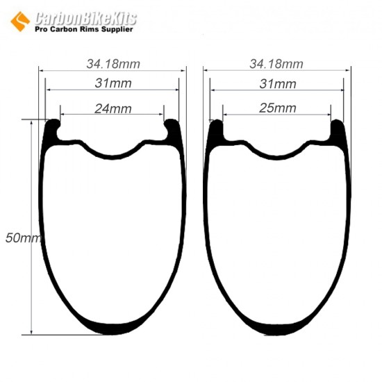 375g Ultralight 700C 50x31mm Symmetric Carbon Tubeless Gravel / CX Rim Big Hole Center Distance 375g Ultralight 700C 50x31mm Symmetric Carbon Tubeless Gravel / CX Rim Big Hole Center Distance