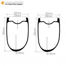 375g Ultraligero 700C 50x32mm Llantas de carbono asimétricas Tubeless Gravel / CX