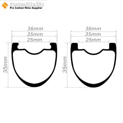Ruedas de carbono para carreras de carretera todo terreno 700C 35x35mm Rim Tubeless