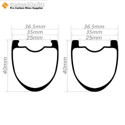 Ruedas de carbono para carreras de carretera todo terreno 700C 40x35mm Rim Tubeless