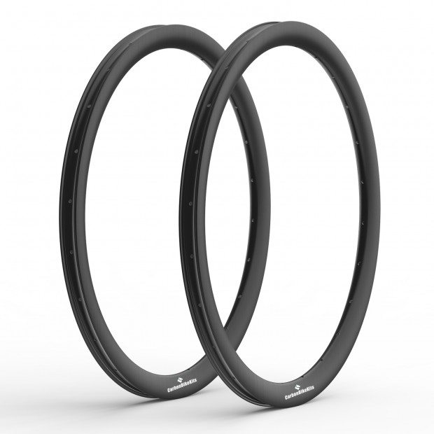 700C 35x36mm Ruota in Carbonio Asimmetrica Tubeless per Gravel / CX