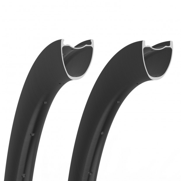 700C 35x36mm Ruota in Carbonio Asimmetrica Tubeless per Gravel / CX