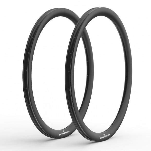 700C 40x36mm Ruota in Carbonio Asimmetrica Tubeless per Gravel / CX