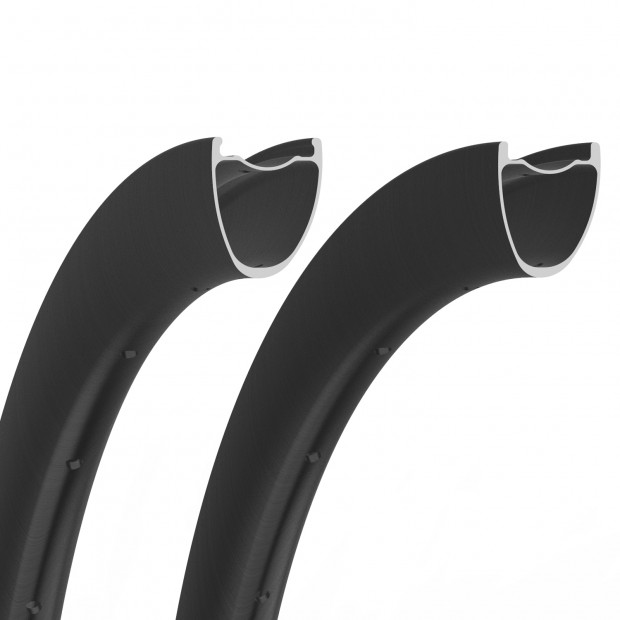 700C 40x36mm Ruota in Carbonio Asimmetrica Tubeless per Gravel / CX