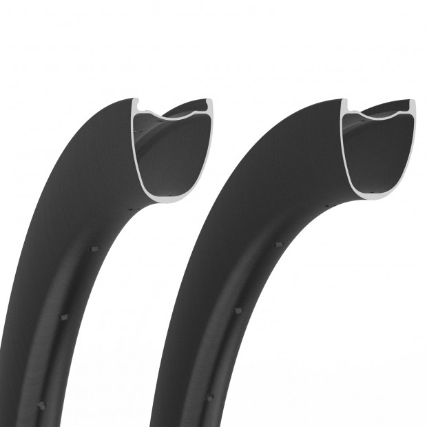 700C 45x36mm Ruota in Carbonio Asimmetrica Tubeless per Gravel / CX