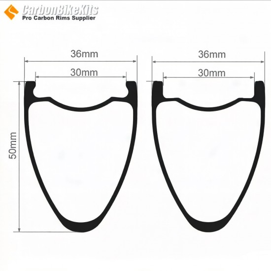 [Ultralight] 390g 700C 50x36mm Symmetric Carbon Tubeless Gravel / CX Wheels Rim also for Beach Racers and their Demanding Sandy Terrain