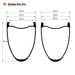 700C Carbon Gravel Rim 57x42mm | 36mm Internal Deep Aero Profile for Speed Gravel & Racing