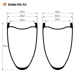 700C Carbon Gravel Rim 67x42mm | 36mm Internal Extreme Deep Aero Profile for TT & Long-Distance Gravel