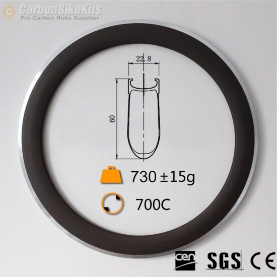 700C 60x23mm Llanta Clincher de Carbono con Superficie de Freno de Aleación para Bicicleta de Carretera 700C 60x23mm Llanta Clincher de Carbono con Superficie de Freno de Aleación para Bicicleta de Carretera