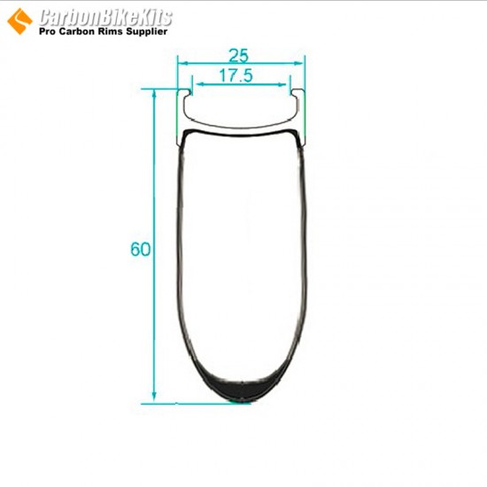 700C 60x25mm Llanta Clincher de Carbono con Superficie de Freno de Aleación para Bicicleta de Carretera 700C 60x25mm Llanta Clincher de Carbono con Superficie de Freno de Aleación para Bicicleta de Carretera